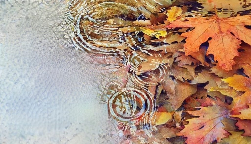 Rudens lapas mākslas darbā